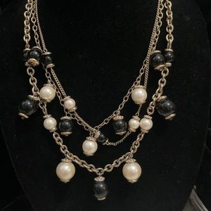 Ann Taylor Black and White Multi-Strand Necklace